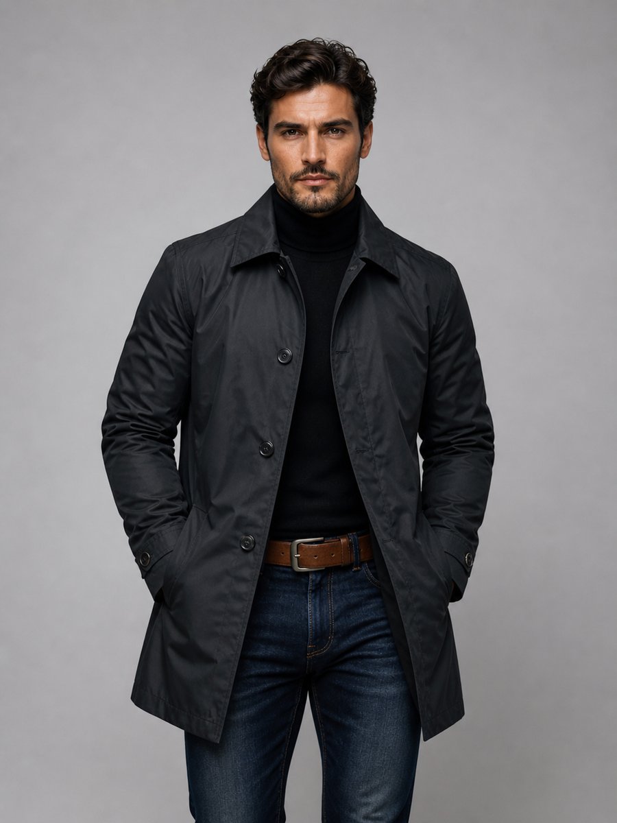 Men's Tailored Longline Waterproof Jacket Smart Coat
