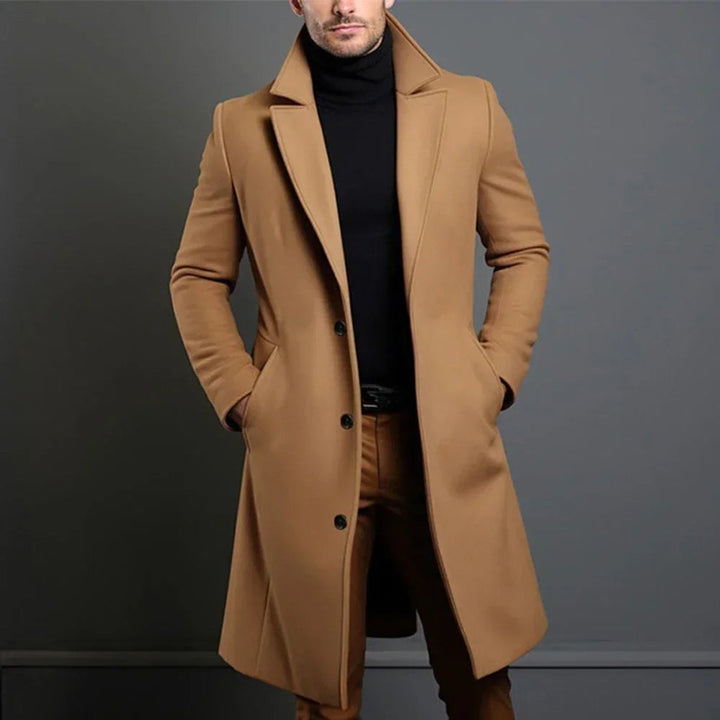 Men's Tailored Slim-Fit Longline Overcoat Mens Jacket