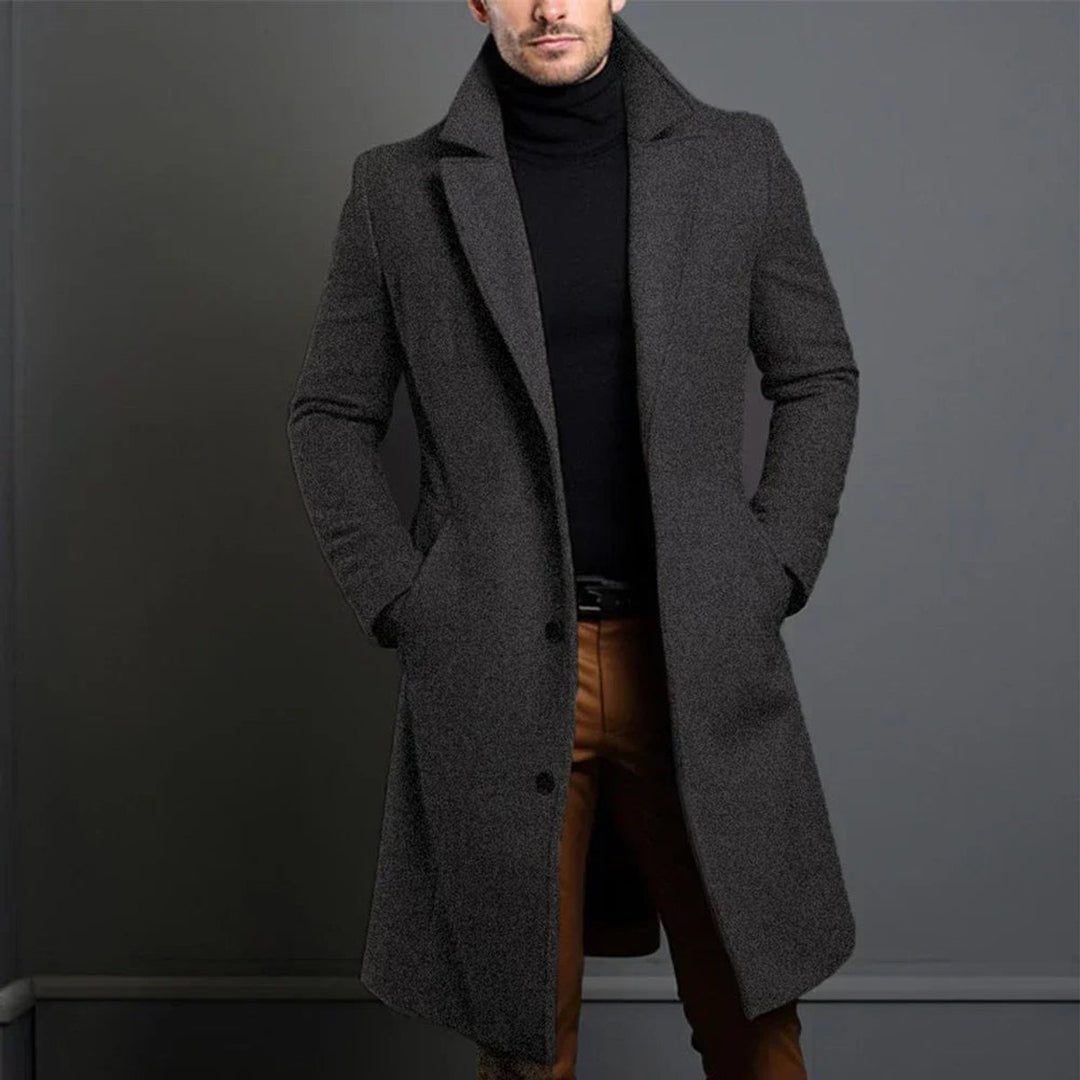 Men's Tailored Slim-Fit Longline Overcoat Mens Jacket