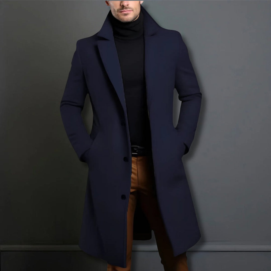 Men's Tailored Slim-Fit Longline Overcoat Mens Jacket