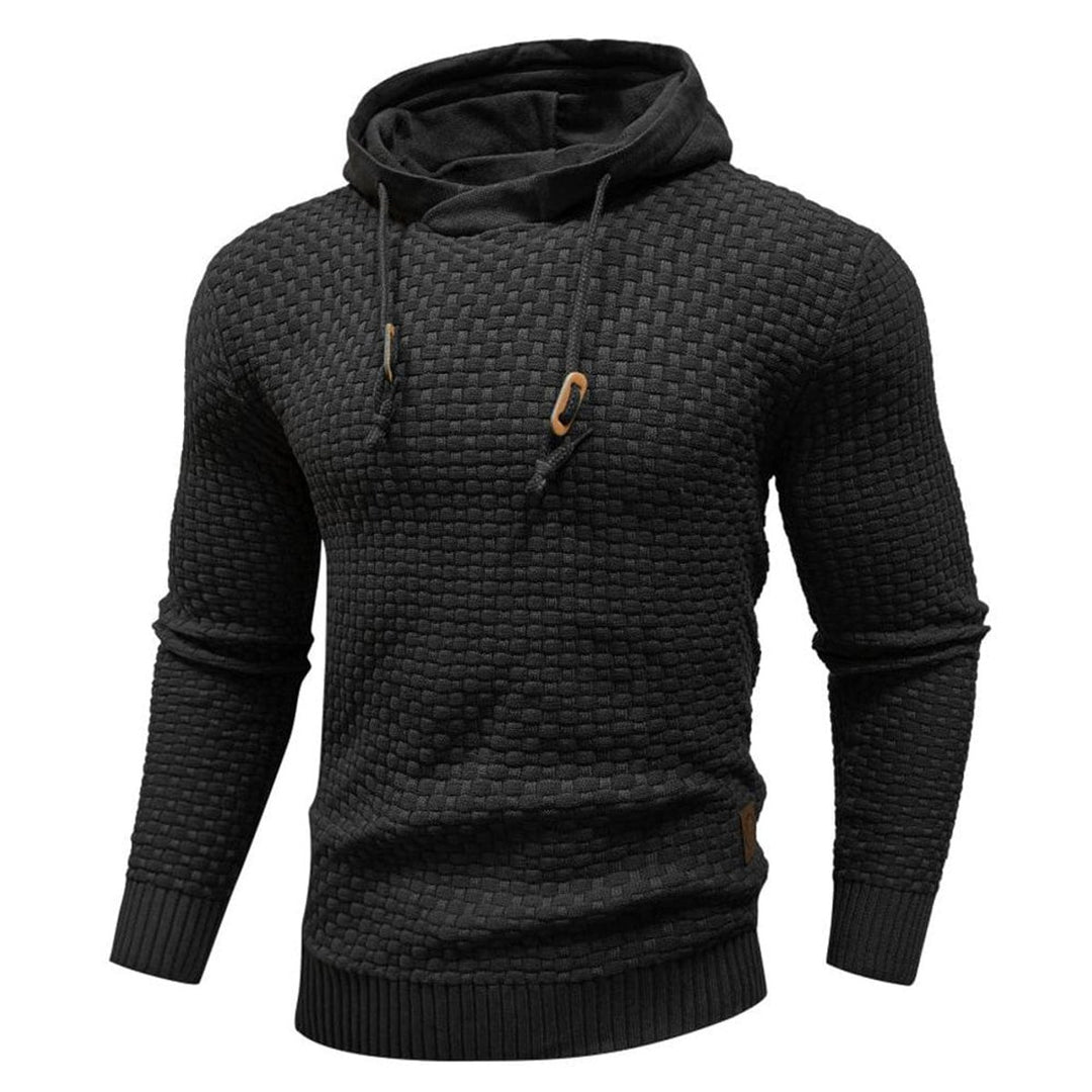 Men's Textured Knit Pullover Hoodie Jumper Ribbed Waffle Sweatshirt