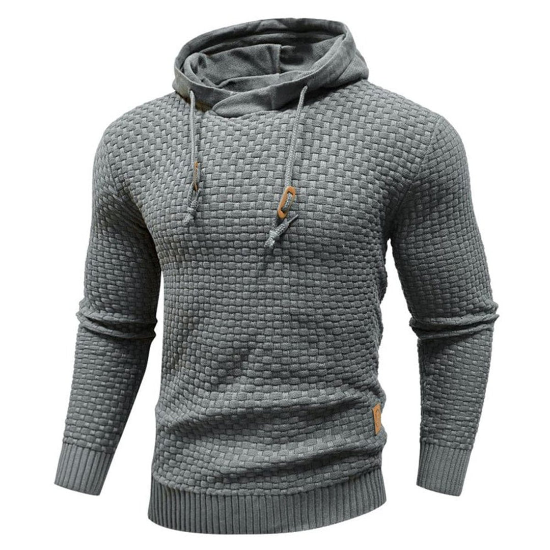 Men's Textured Knit Pullover Hoodie Jumper Ribbed Waffle Sweatshirt