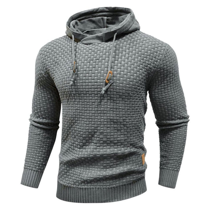 Men's Textured Knit Pullover Hoodie Jumper Ribbed Waffle Sweatshirt