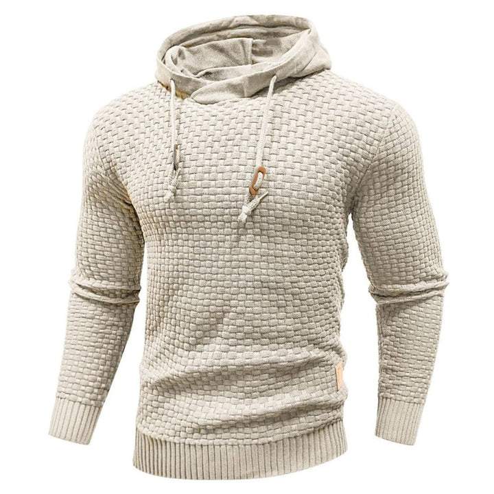 Men's Textured Knit Pullover Hoodie Jumper Ribbed Waffle Sweatshirt