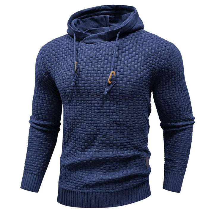 Men's Textured Knit Pullover Hoodie Jumper Ribbed Waffle Sweatshirt