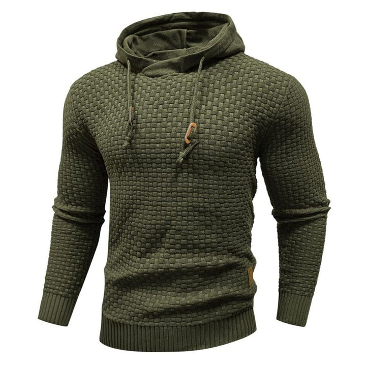 Men's Textured Knit Pullover Hoodie Jumper Ribbed Waffle Sweatshirt