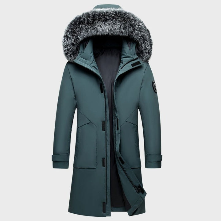 Men's Thermal Waterproof Jacket Fur-Hood Long Winter Coat