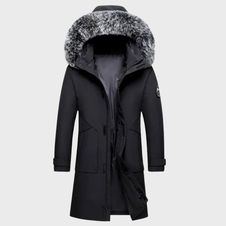Men's Thermal Waterproof Jacket Fur-Hood Long Winter Coat