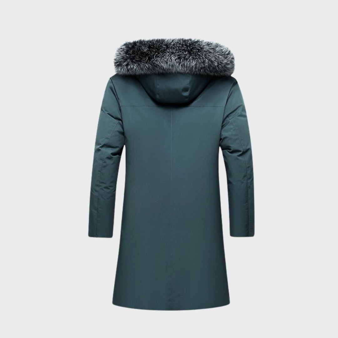 Men's Thermal Waterproof Jacket Fur-Hood Long Winter Coat