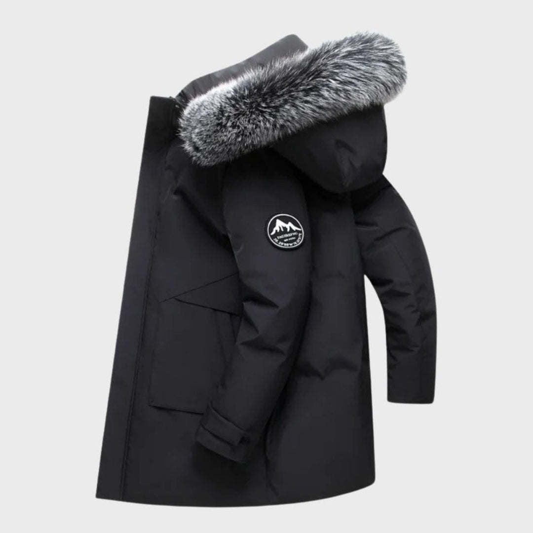 Men's Thermal Waterproof Jacket Fur-Hood Long Winter Coat