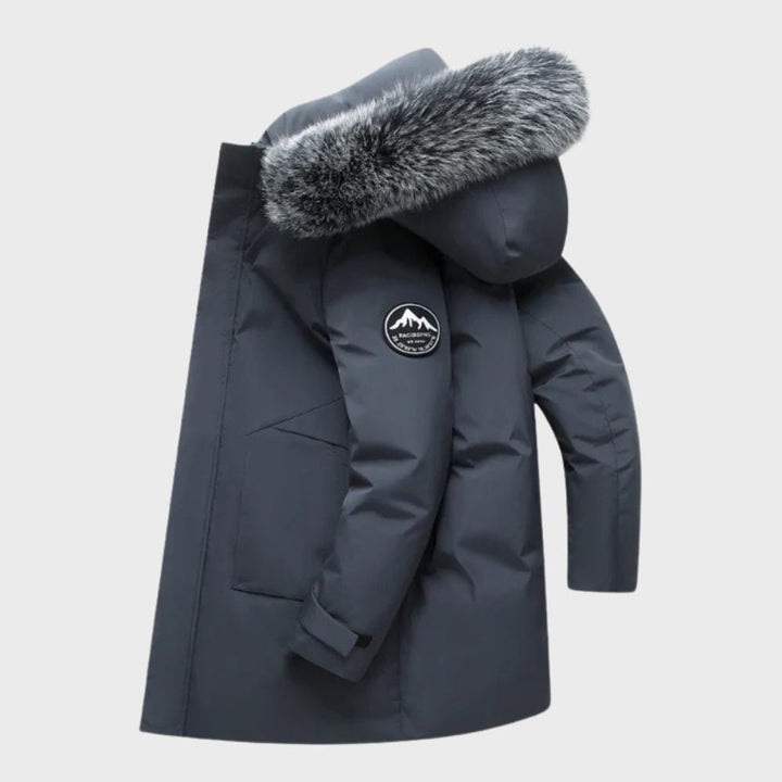 Men's Thermal Waterproof Jacket Fur-Hood Long Winter Coat