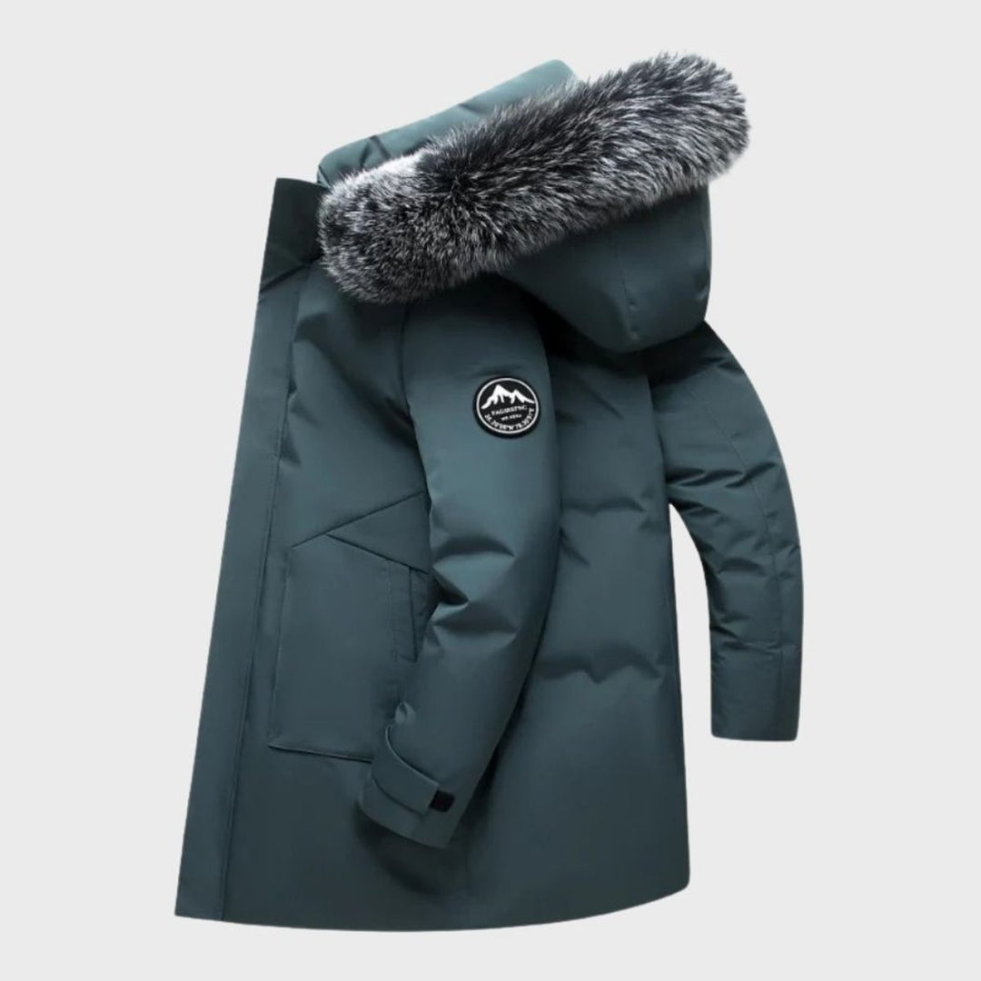 Men's Thermal Waterproof Jacket Fur-Hood Long Winter Coat