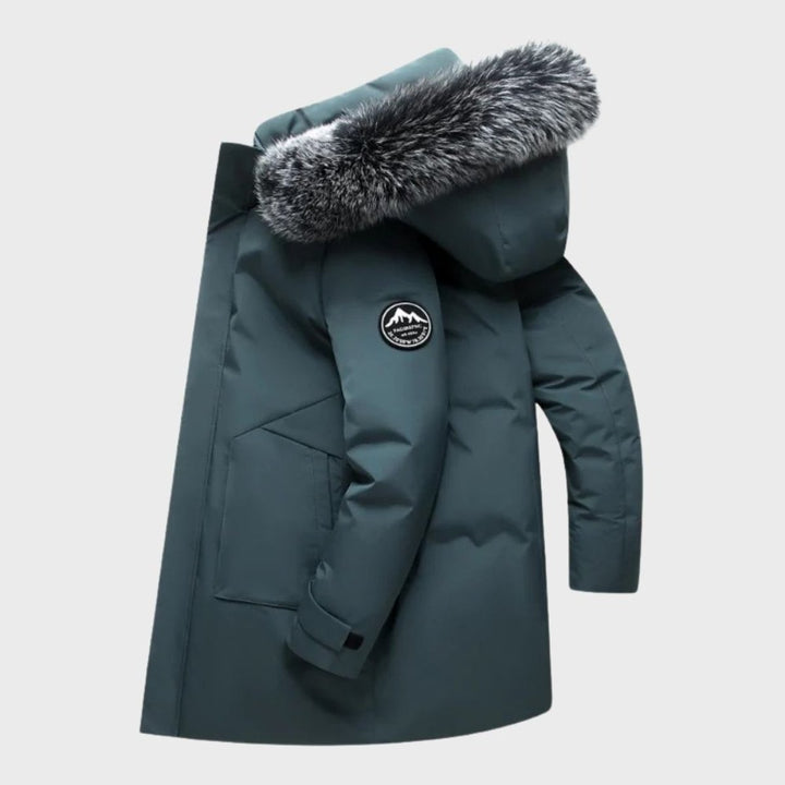 Men's Thermal Waterproof Jacket Fur-Hood Long Winter Coat