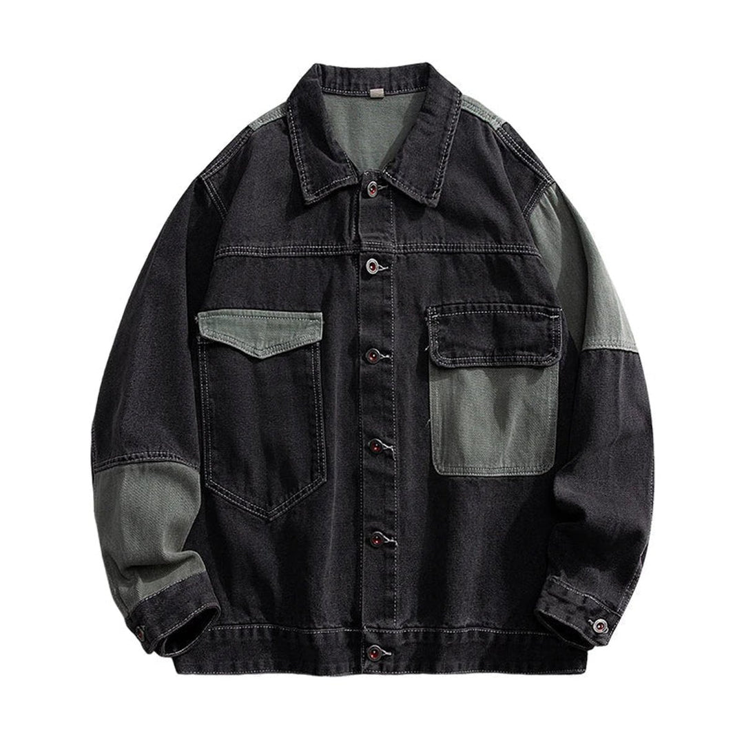 Mens Two-Tone Utility Denim Jacket Workwear Carhartt Style