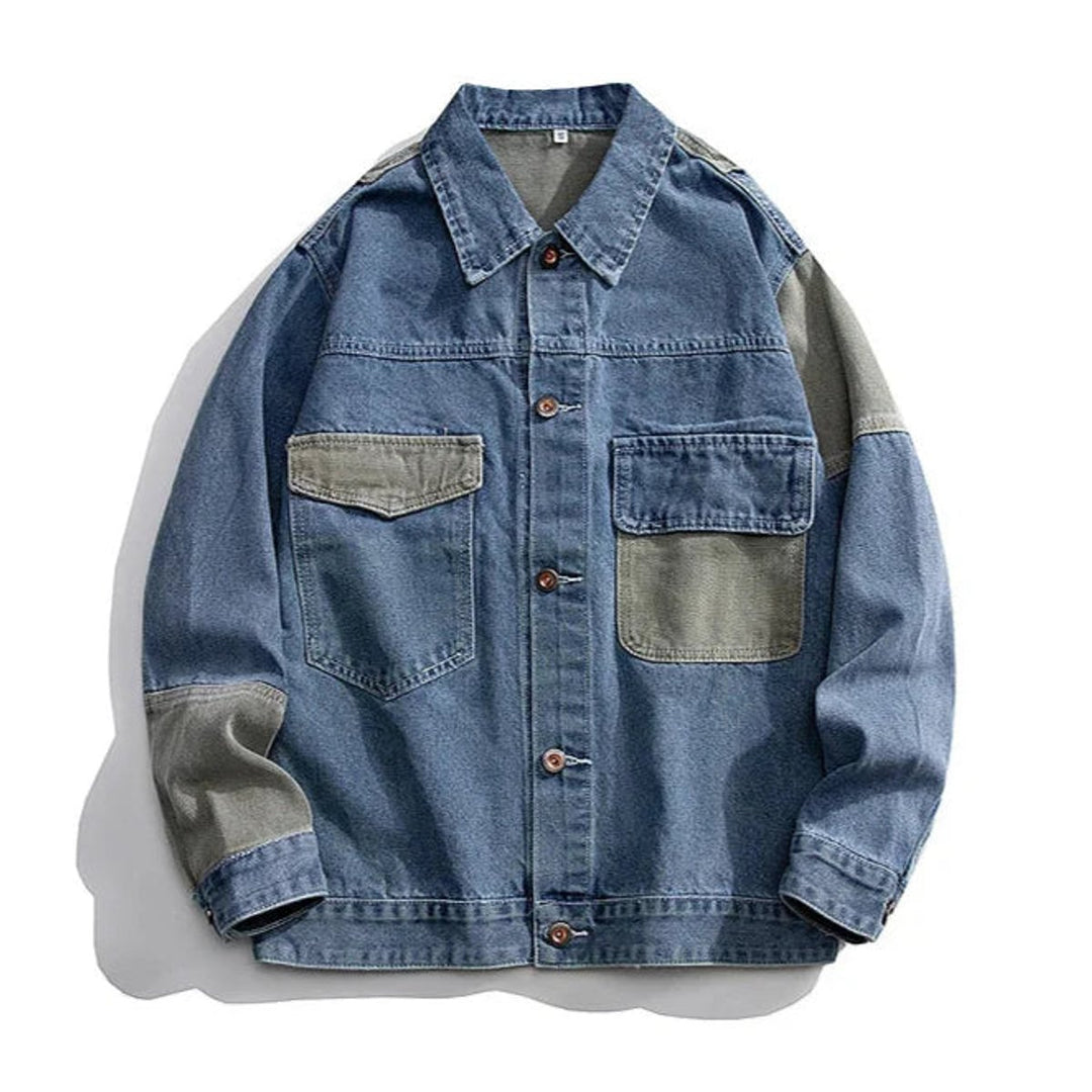 Mens Two-Tone Utility Denim Jacket Workwear Carhartt Style