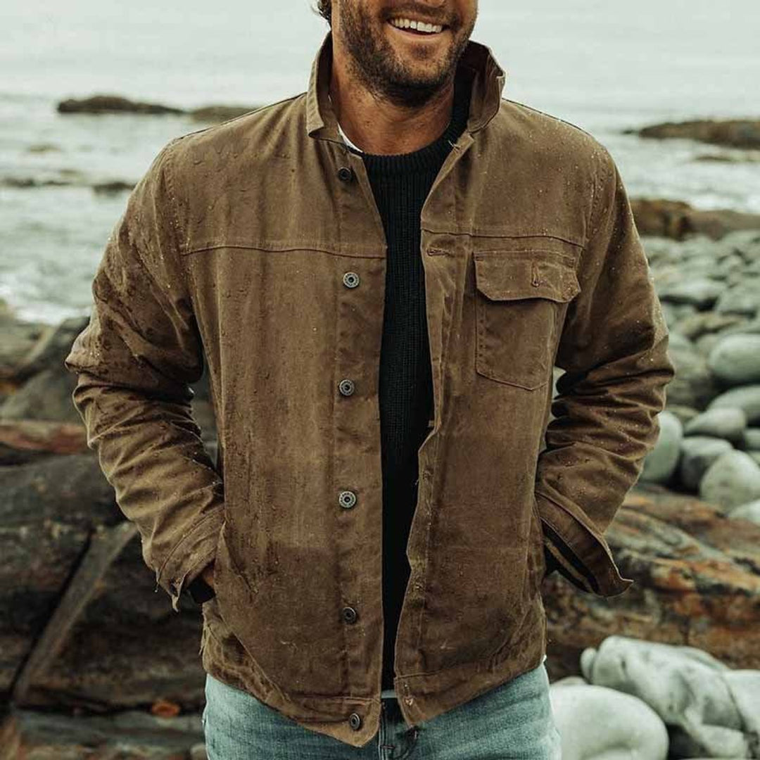 Men's Utility Bomber Jacket Rugged Button-Up Outdoor Coat
