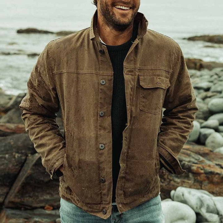 Men's Utility Bomber Jacket Rugged Button-Up Outdoor Coat