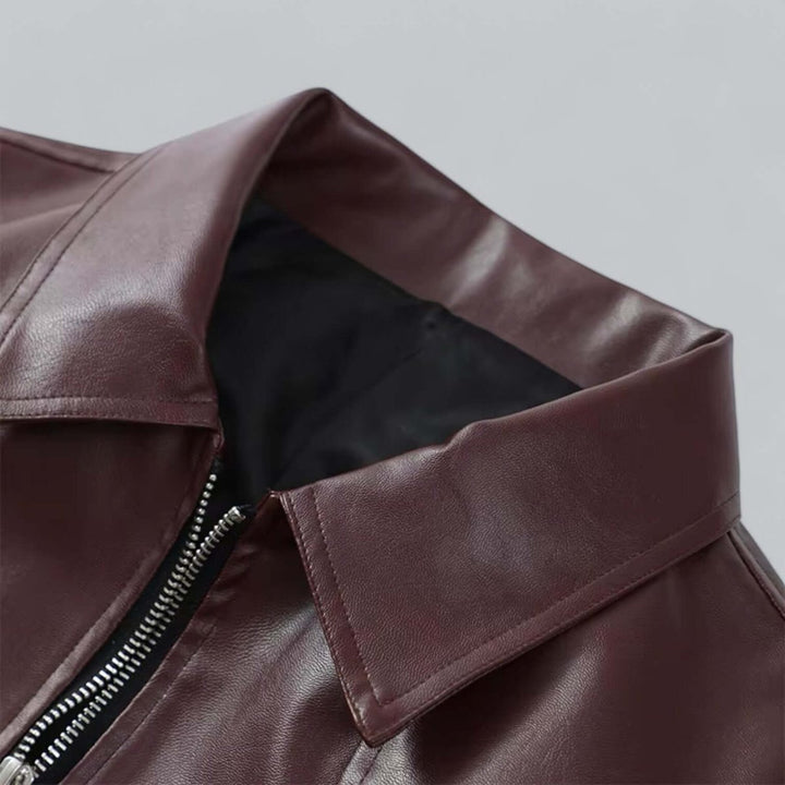 Men's Vintage Faux Leather Bomber Jacket Zip-Up