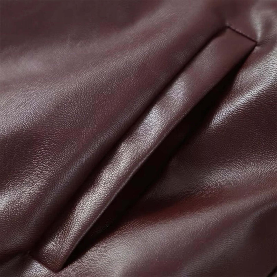 Men's Vintage Faux Leather Bomber Jacket Zip-Up
