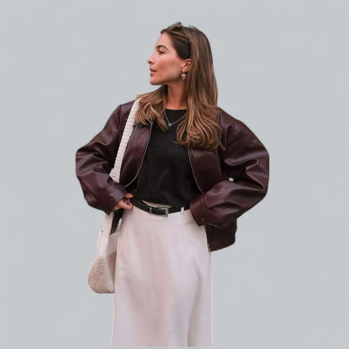 Men's Vintage Faux Leather Bomber Jacket Zip-Up