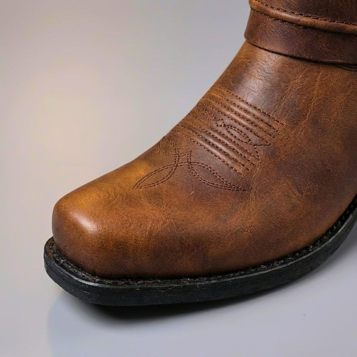 Men's Vintage Genuine Leather Knee-High Western Cowboy Boots
