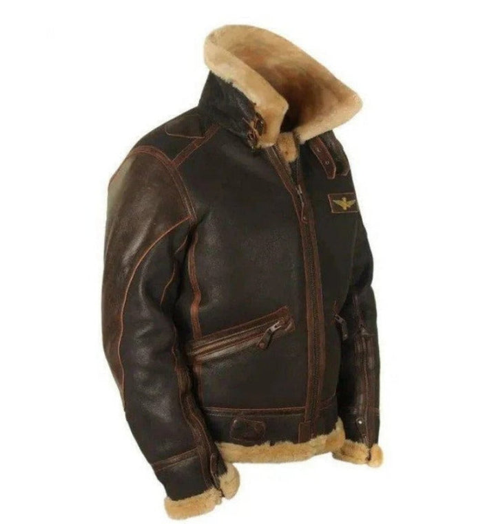 Men's Vintage Shearling Bomber Jacket Thick Winter Coat