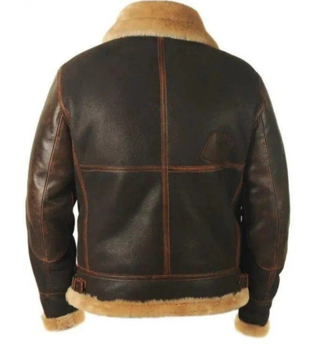 Men's Vintage Shearling Bomber Jacket Thick Winter Coat