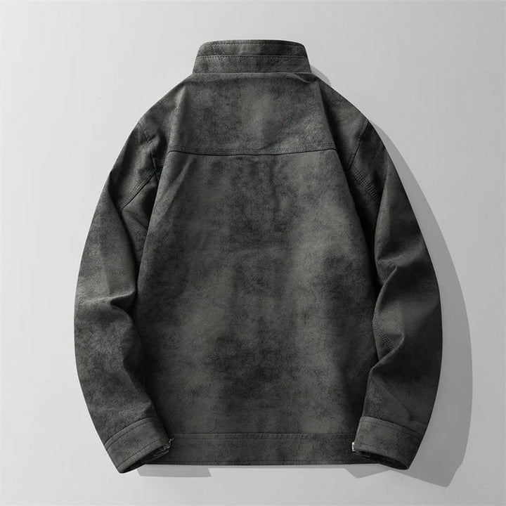 Men's Vintage Suede-Effect Fleece-Lined Bomber Jacket