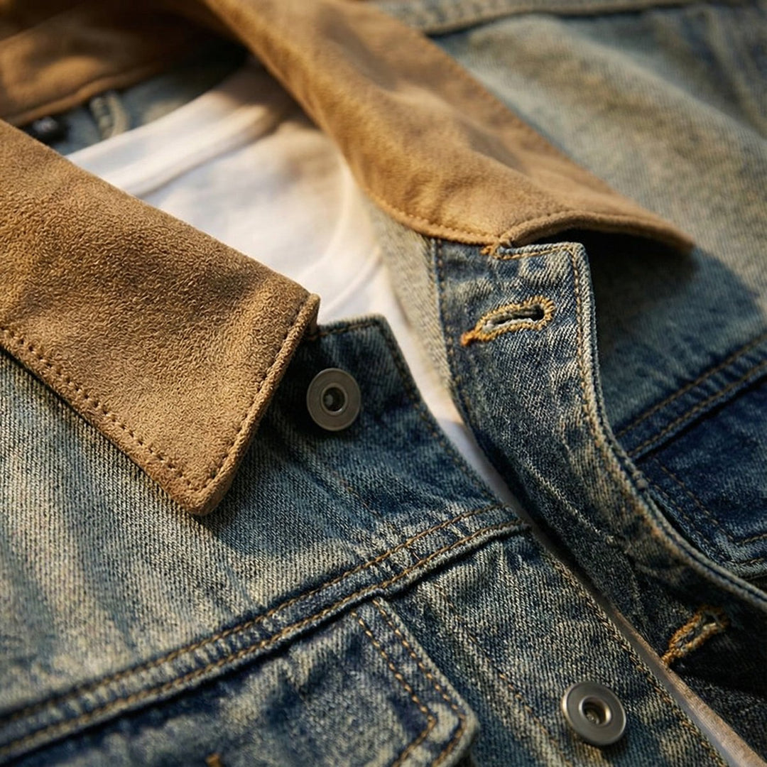 Men's Vintage-Wash Denim Trucker Jacket Mens Coats Outerwear