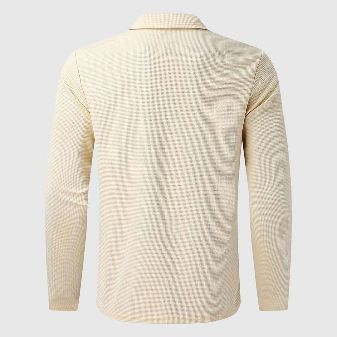 Men's Waffle Knit Full-Zip Bomber Jacket Collared