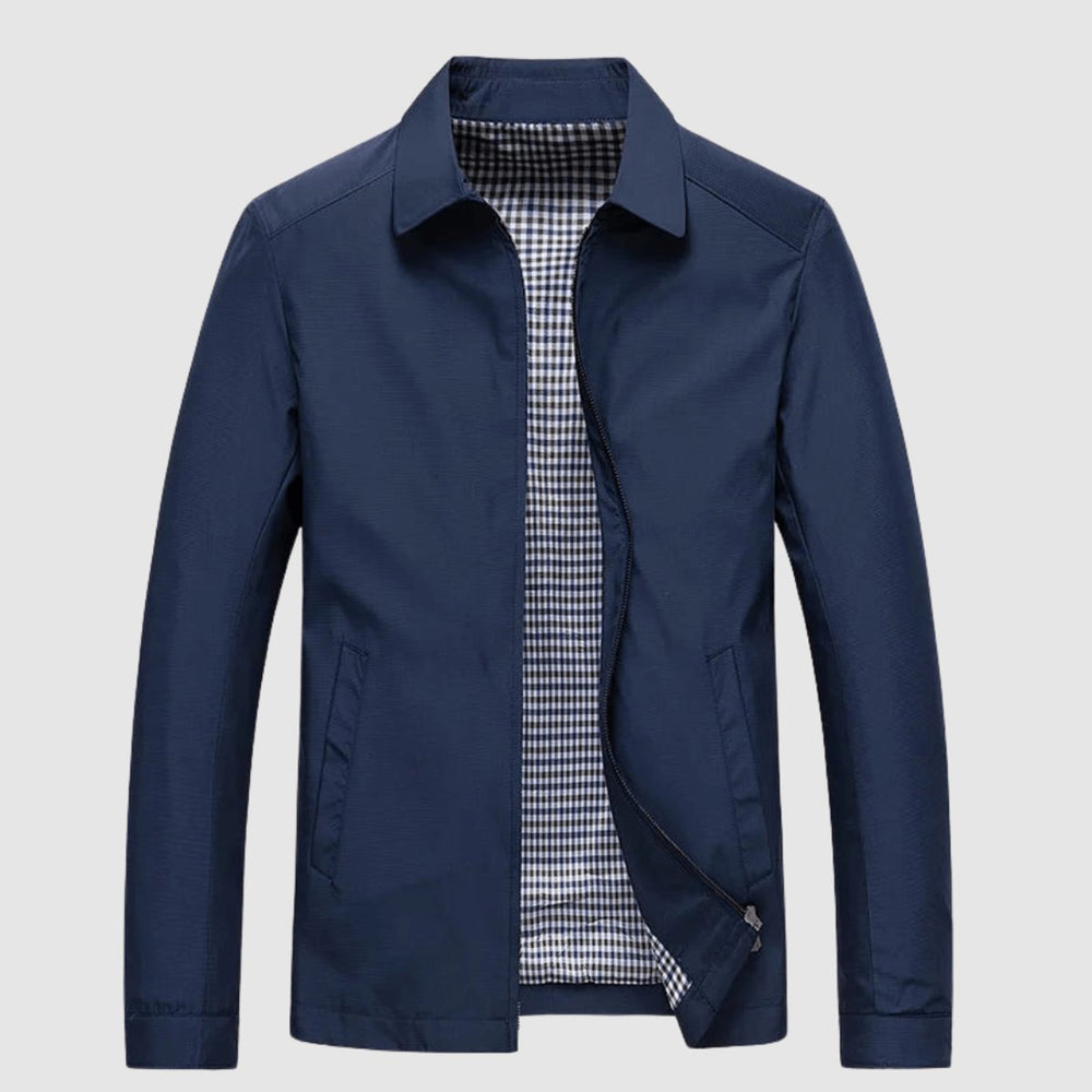 Men's Water-Resistant Zip-Up Bomber Jacket Gingham Lined