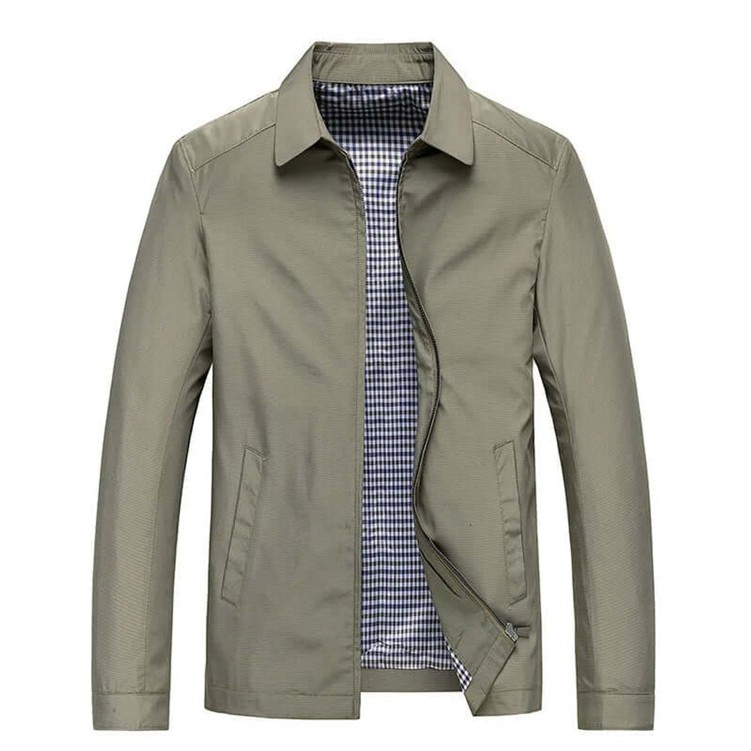 Men's Water-Resistant Zip-Up Bomber Jacket Gingham Lined
