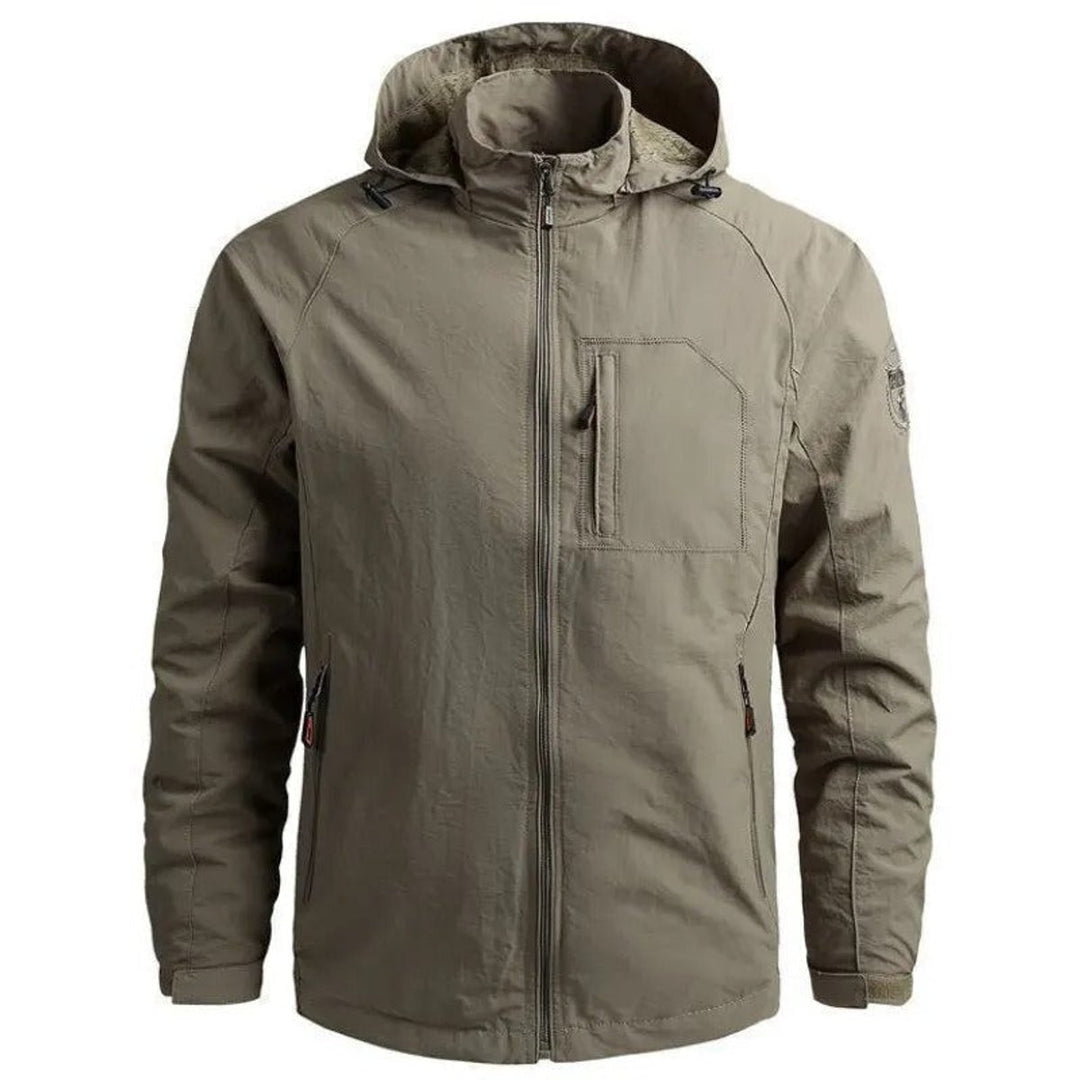 Men's Waterproof Bomber Jacket Lightweight Cargo Zip-Up Coat