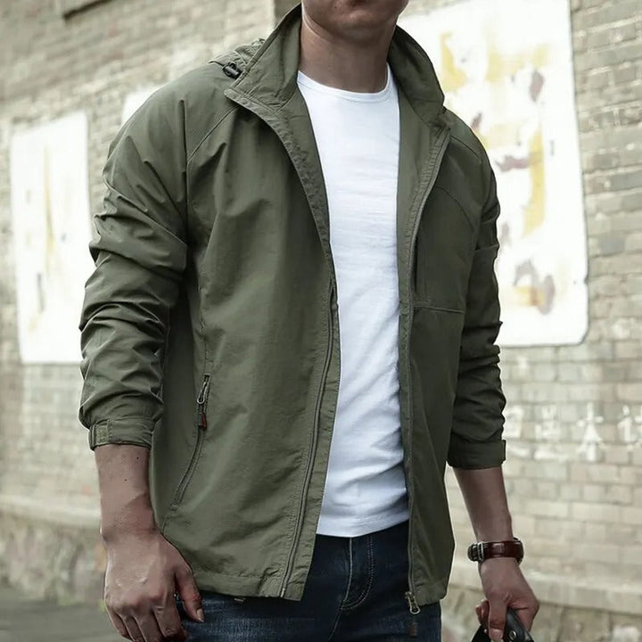 Men's Waterproof Bomber Jacket Lightweight Cargo Zip-Up Coat