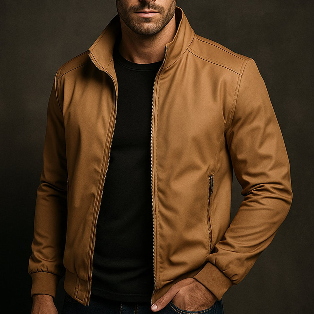 Men's Waterproof Bomber Jacket Zip-Up Wind-Resistant Coat