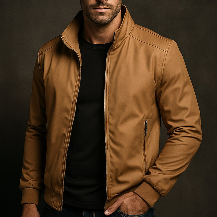 Men's Waterproof Bomber Jacket Zip-Up Wind-Resistant Coat