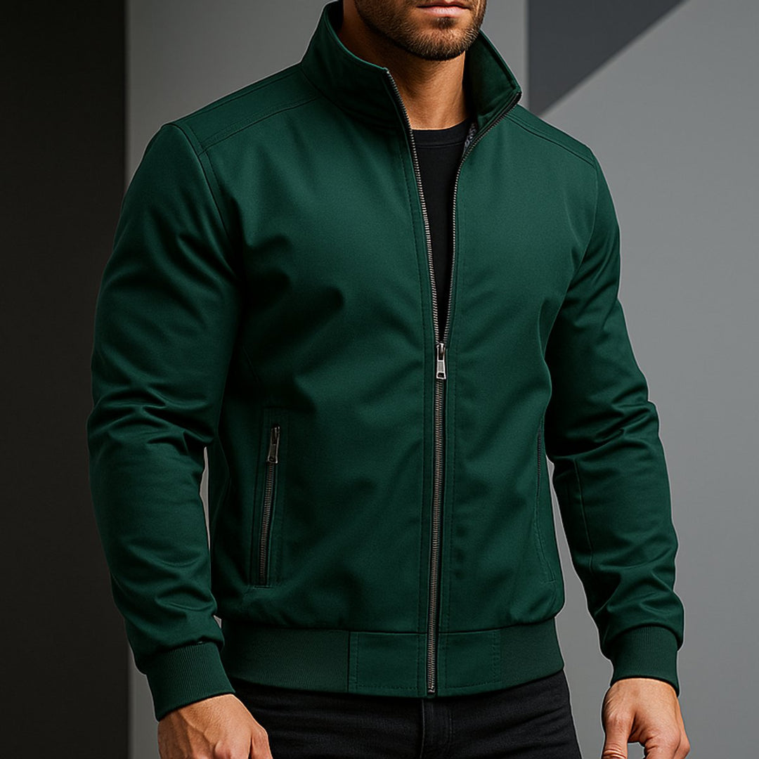 Men's Waterproof Bomber Jacket Zip-Up Wind-Resistant Coat
