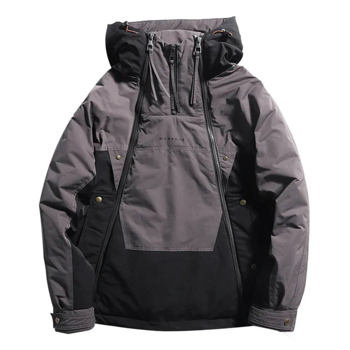 Men's Waterproof Colour-Block Hooded Utilitarian Jacket