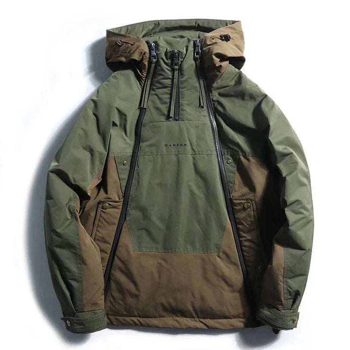 Men's Waterproof Colour-Block Hooded Utilitarian Jacket