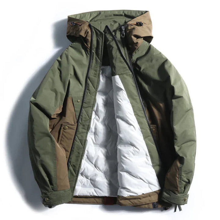 Men's Waterproof Colour-Block Hooded Utilitarian Jacket