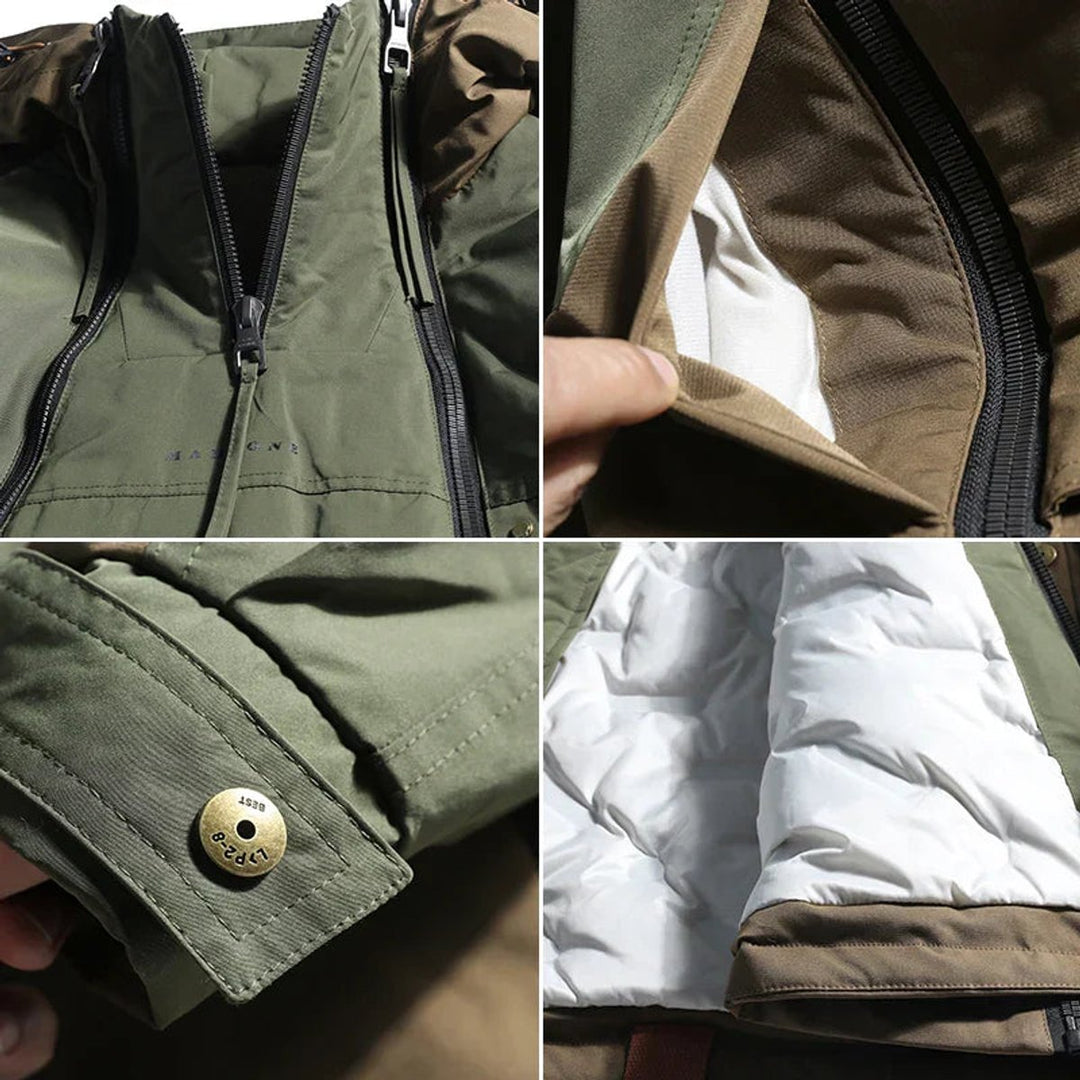 Men's Waterproof Colour-Block Hooded Utilitarian Jacket