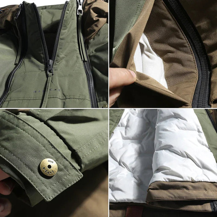 Men's Waterproof Colour-Block Hooded Utilitarian Jacket