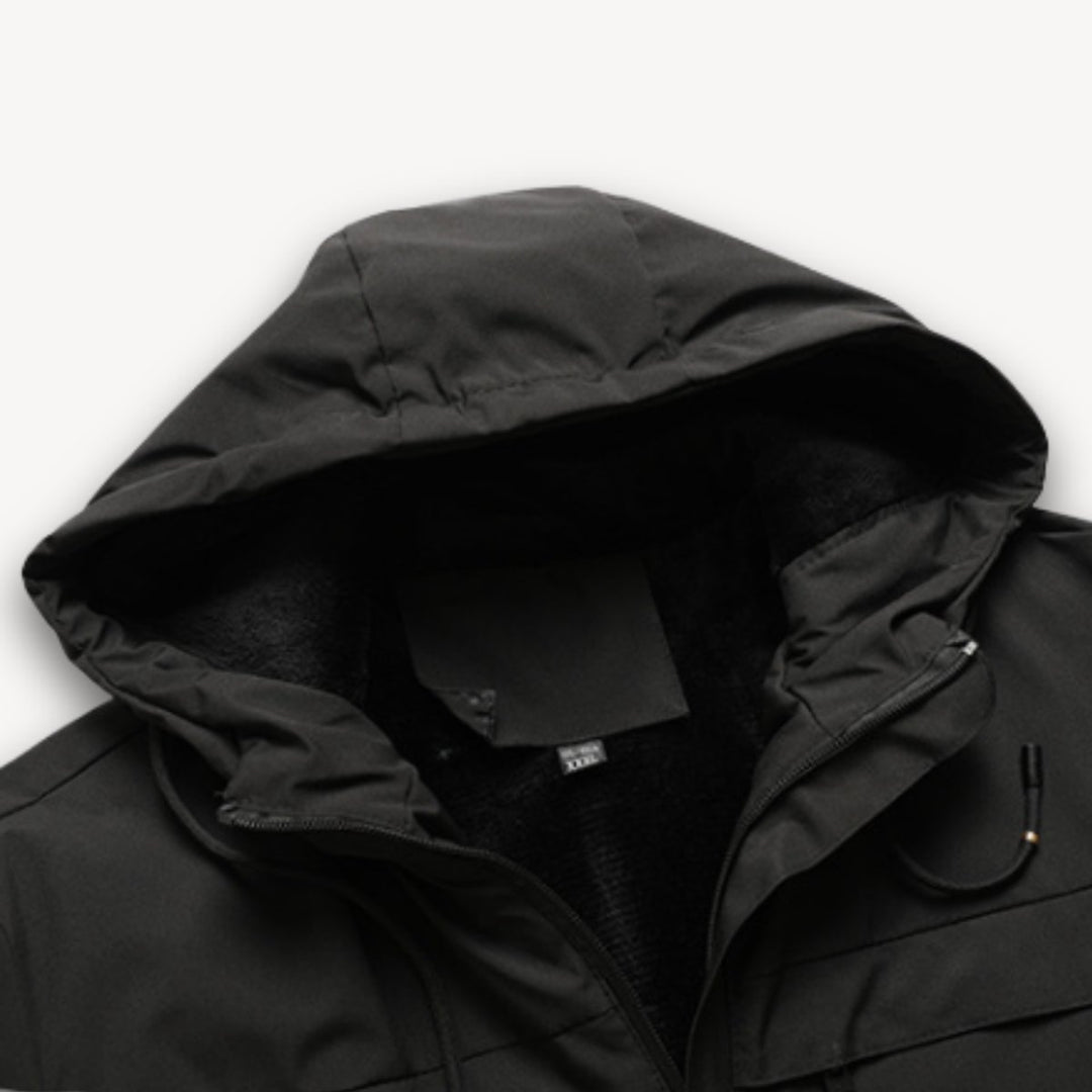 Men's Waterproof Hooded Jacket Adjustable Drawstring Outdoor Coat