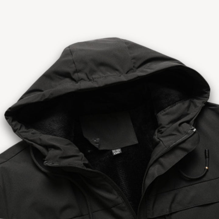 Men's Waterproof Hooded Jacket Adjustable Drawstring Outdoor Coat