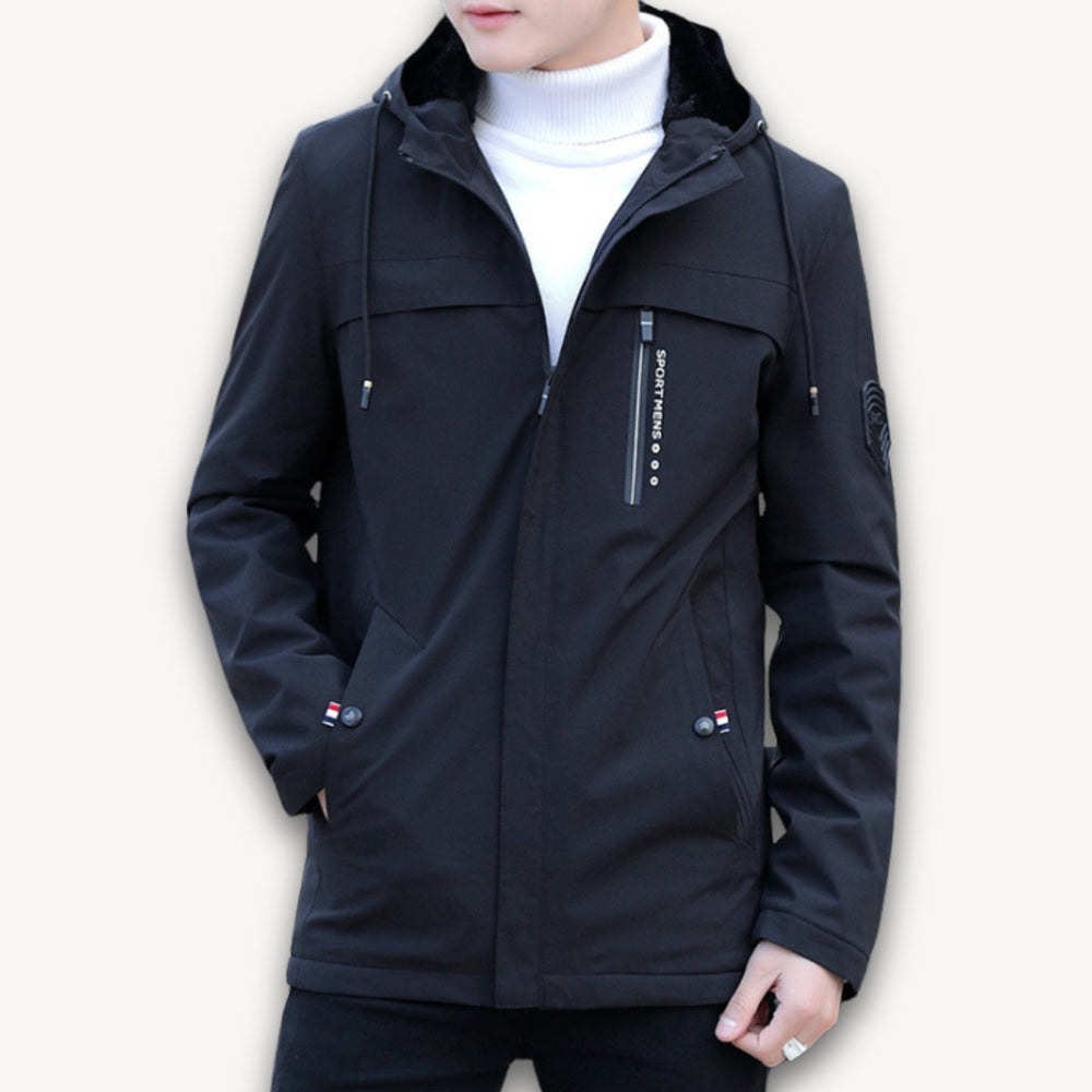 Men's Waterproof Hooded Jacket Adjustable Drawstring Outdoor Coat