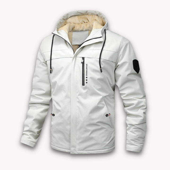 Men's Waterproof Hooded Jacket Adjustable Drawstring Outdoor Coat