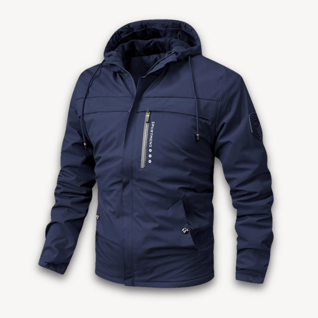 Men's Waterproof Hooded Jacket Adjustable Drawstring Outdoor Coat