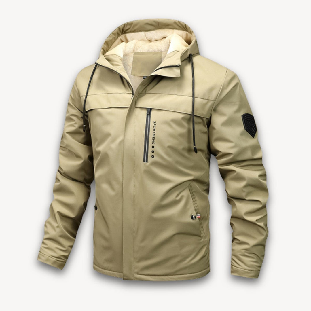 Men's Waterproof Hooded Jacket Adjustable Drawstring Outdoor Coat
