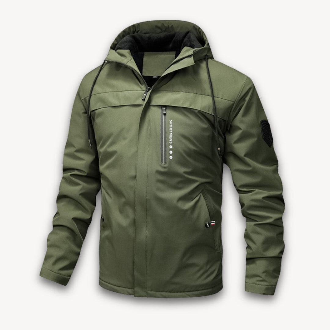 Men's Waterproof Hooded Jacket Adjustable Drawstring Outdoor Coat