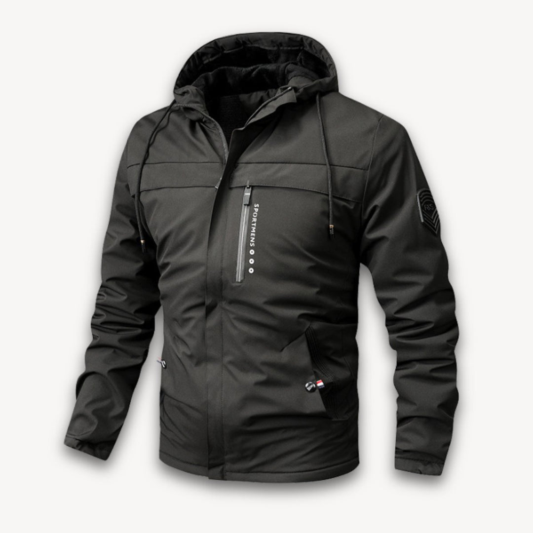 Men's Waterproof Hooded Jacket Adjustable Drawstring Outdoor Coat